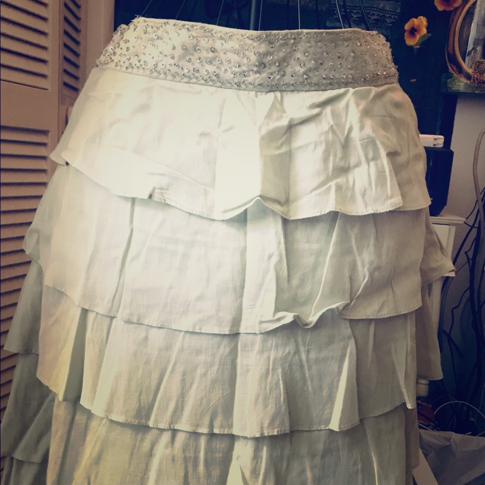 Anthropologie Smoky-Blue Multi-Layered Skirt